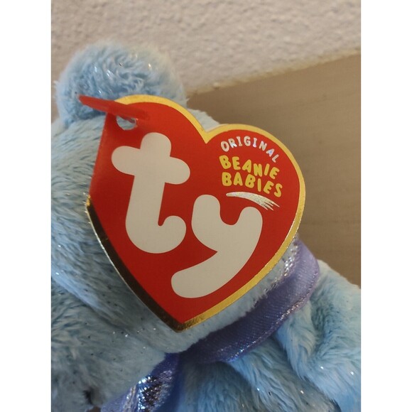 TY Lani Beanie Baby Plush Toy Light Blue Bear w/ Silver Flecks Vintage 2004 - Picture 3 of 13